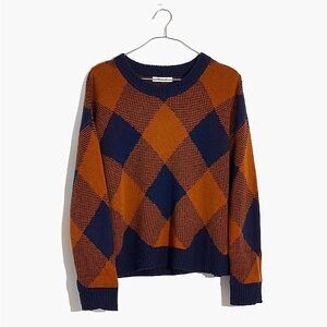 Gorgeous Madewell Navy and Tan plaid sweater